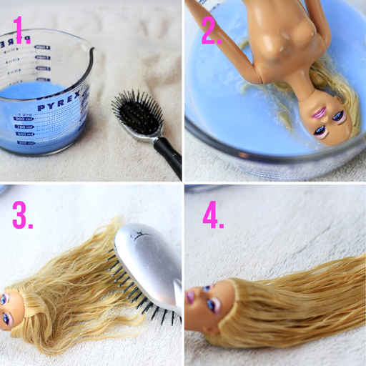 washing barbie hair