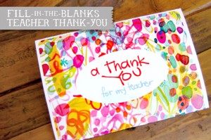 Fill-In Teacher Thank You | Free Printable