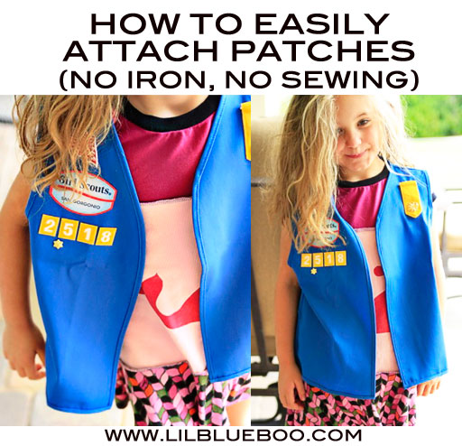 Sewing Girl Scout patches on a Daisy smock. Don't you love…