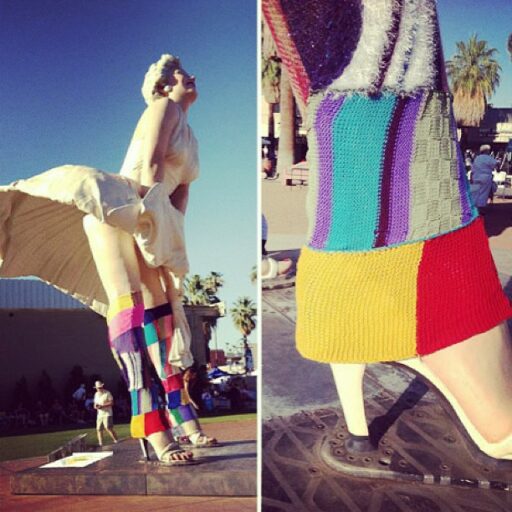 Forever Marilyn "Yarn Bombing" by Knitting Guild of the Desert via lilblueboo.com