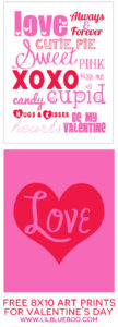 Free 8x10 Valentines day free printable art via Ashley Hackshaw / lilblueboo.com