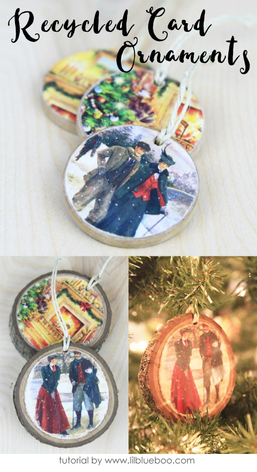 Recycled Christmas Card Ornaments - Ashley Hackshaw / Lil Blue Boo