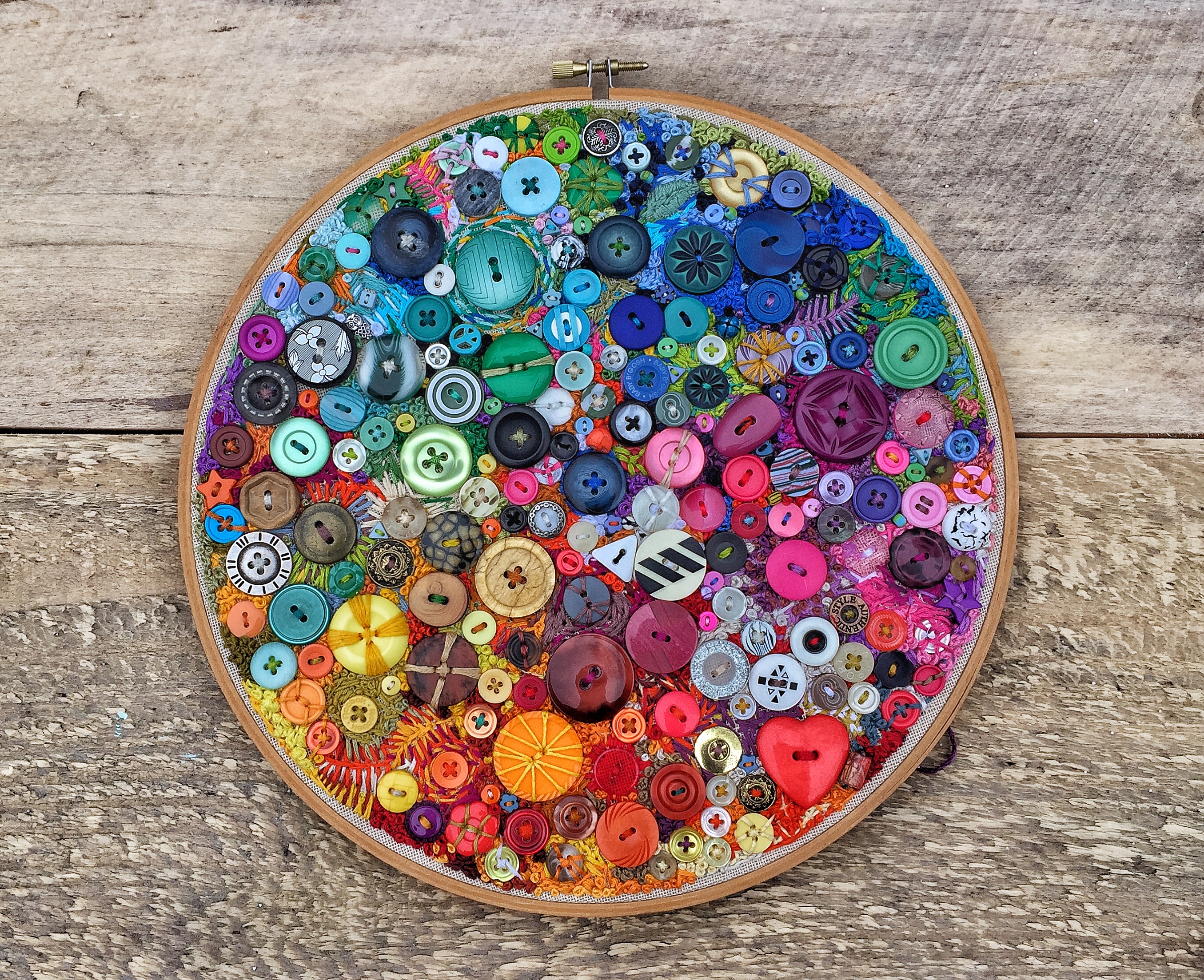 One Year of Stitches and Buttons - Embroidery Hoop 365 Project