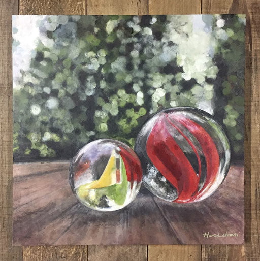 Marble and Mason Jar Paintings - Still Life with Marbles and Glass